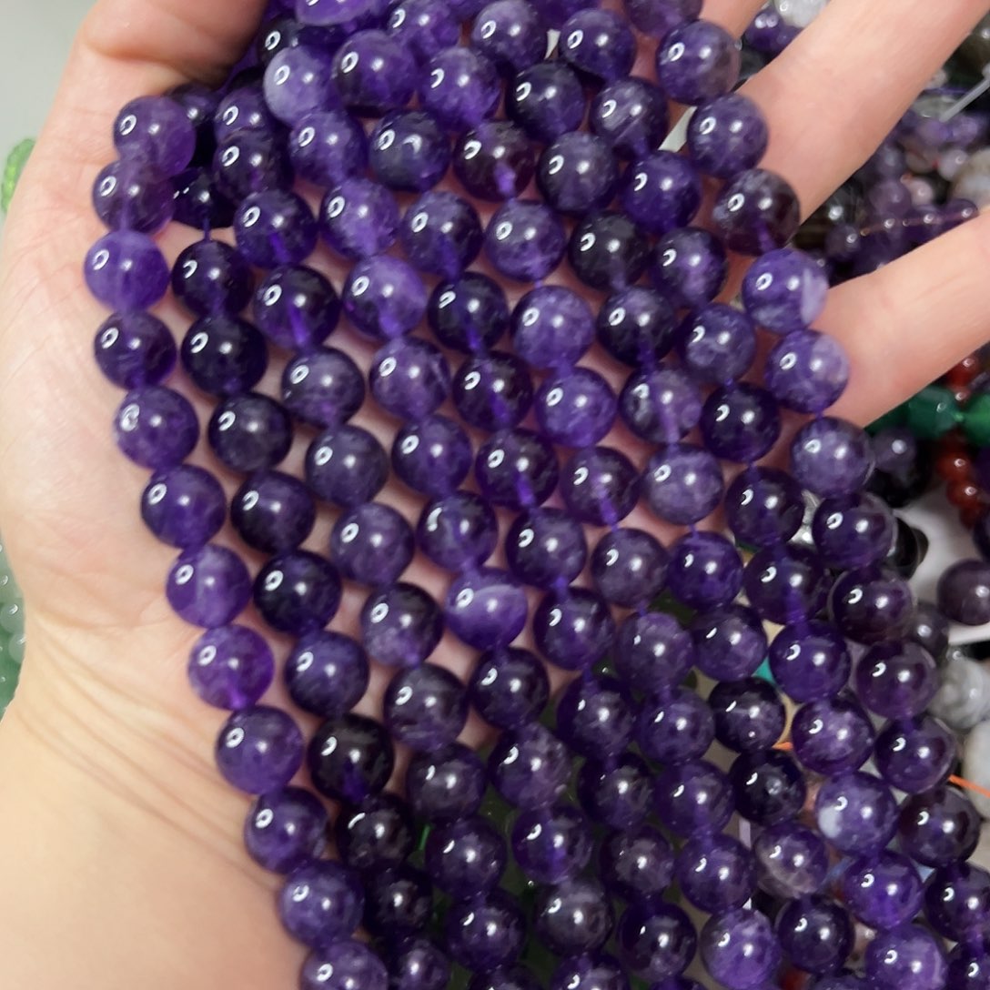 玛瑙/玉髓合金珠宝半成品，卡10紫水晶一条