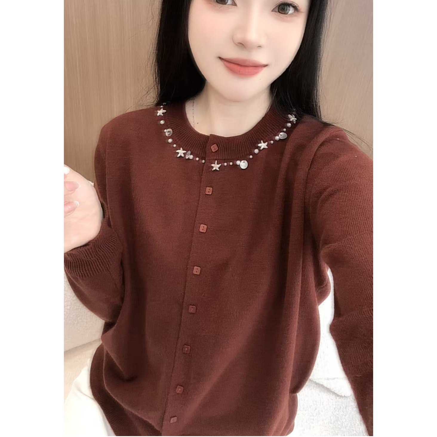 丽丽家~海贝气质长袖时尚百搭羊毛宽松圆领秋冬