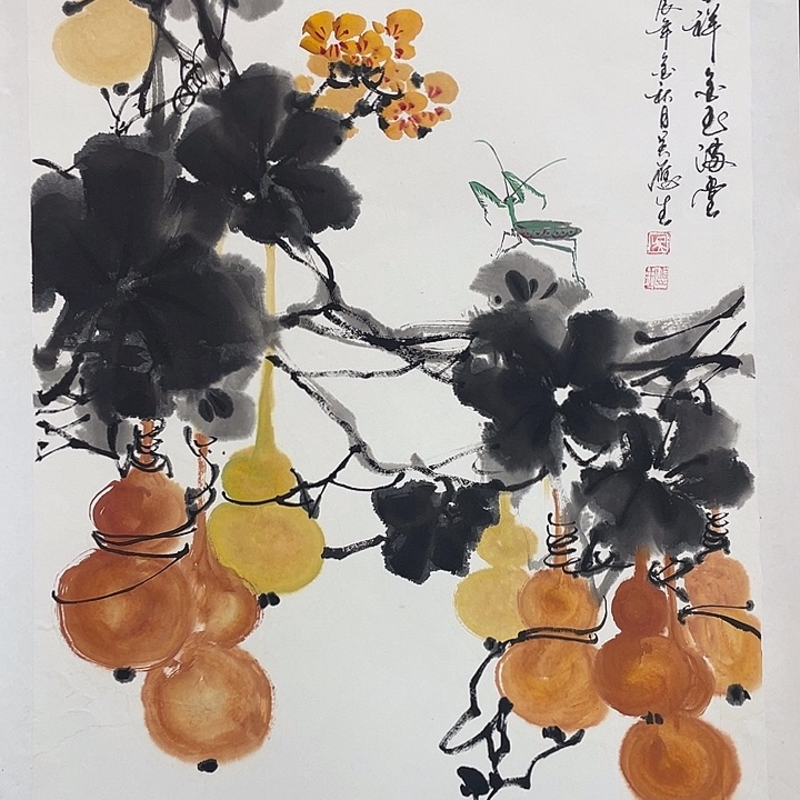 国画四尺三开作品