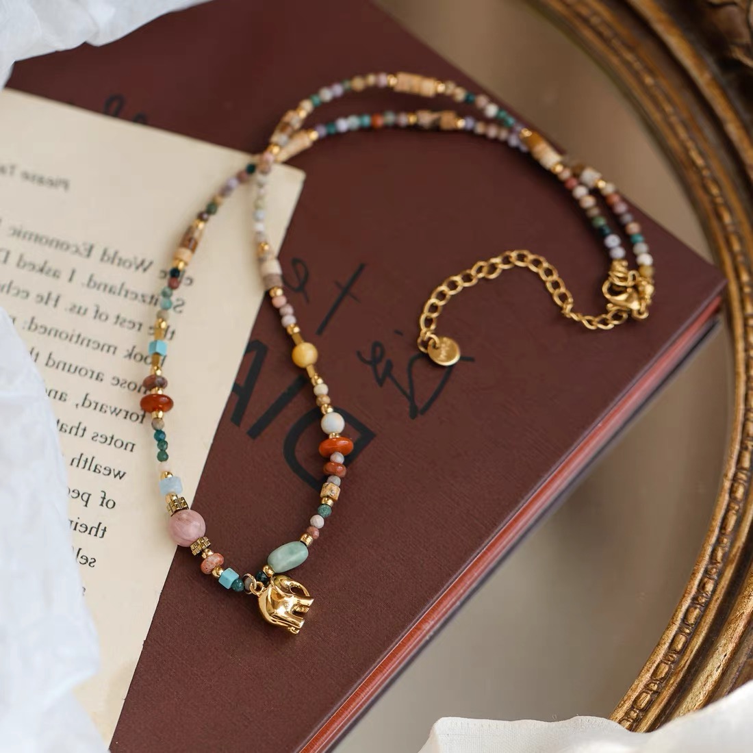 钛钢项链 X0029《小象》复古百搭南法风ins百搭串珠项链