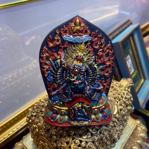 热贡手绘擦擦 大威德 大黑天 黑财擦擦 黄财桌摆 泥朔