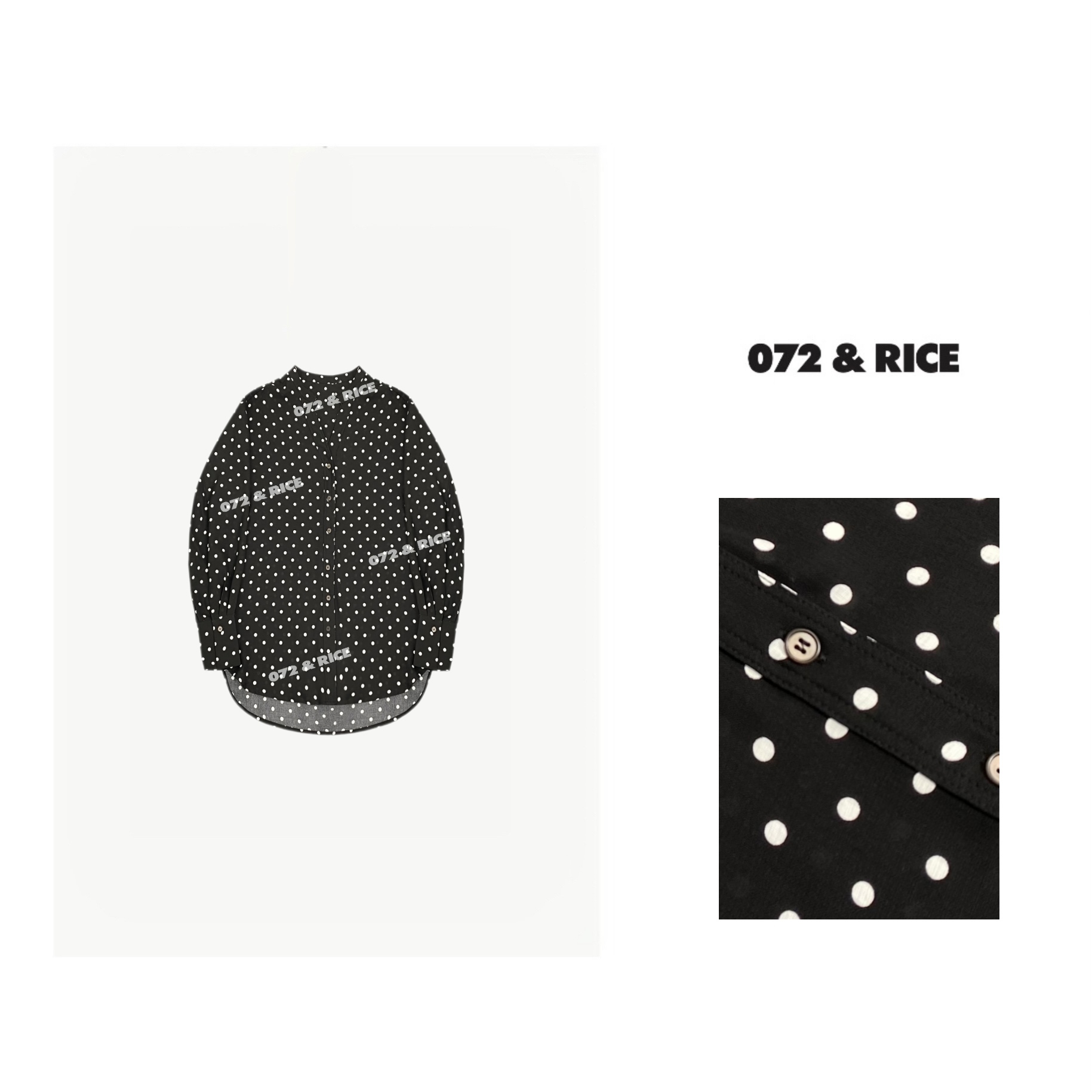 072 & RICE【点点】春夏休闲V领单排扣长袖衬衫 24UC10 FF1212