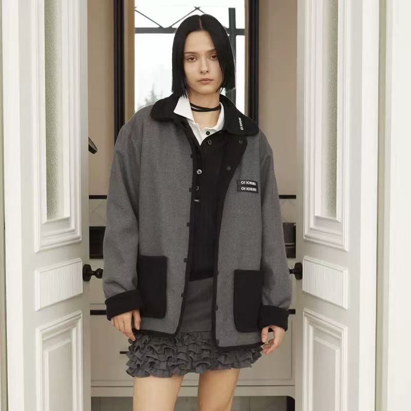 OIIORIRI秋冬新款翻领休闲宽松外套