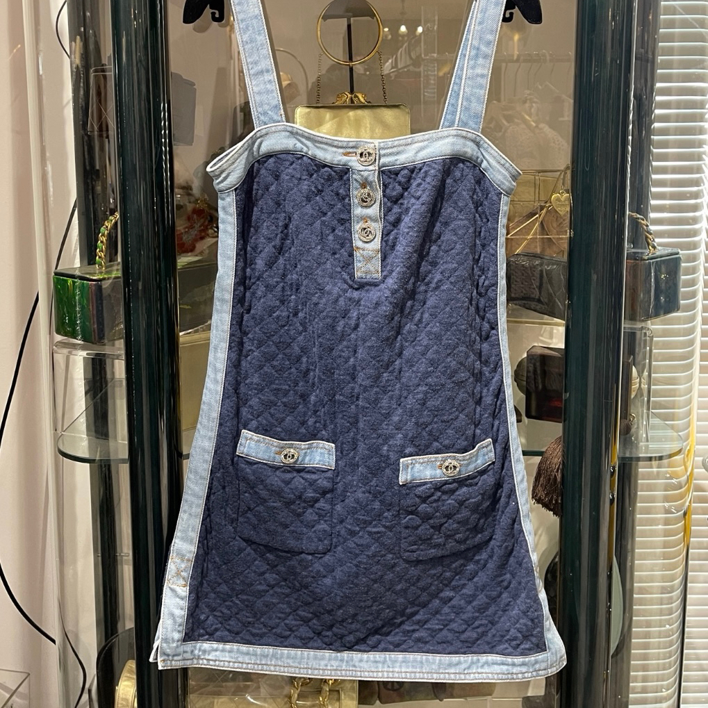 95新 Chanel/香奈儿 牛仔宽吊带连衣裙 36 38码 