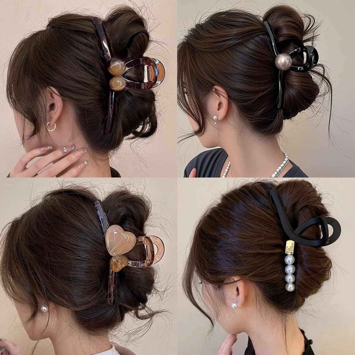 夏季盘头发大号抓夹四件套网红爆款鲨鱼夹后脑勺超大盘发夹子发饰