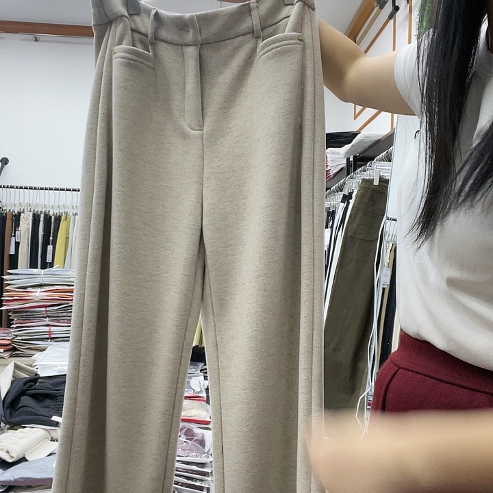 高品质下垂直筒阔腿裤3341燕麦33