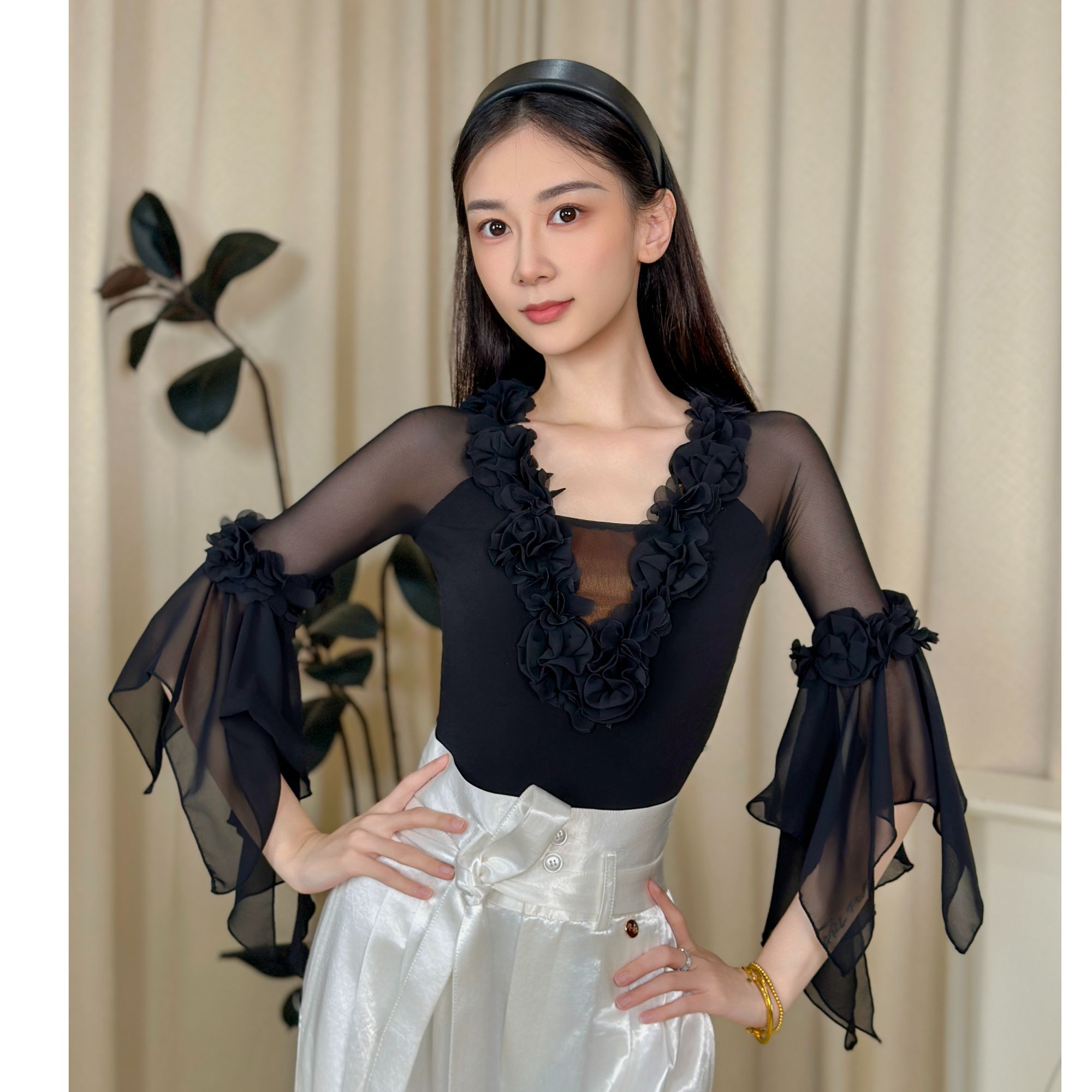 丹珍舞服摩登舞秋季新品交谊舞双人舞广场舞国标练功服上衣W74