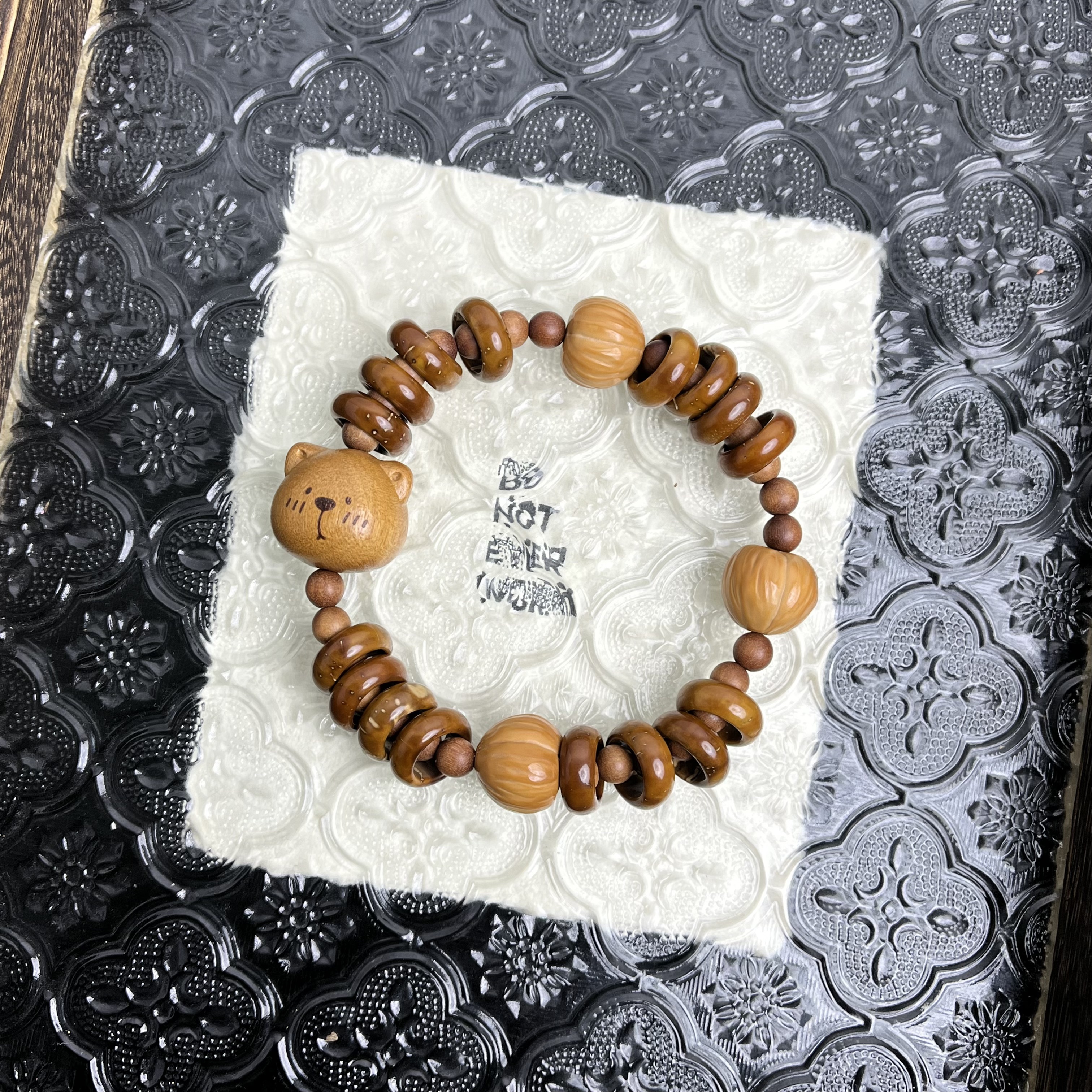 熊圆褐暖6mm老山檀圆珠 13mm紫金鼠跑环单圈 CP091-2723