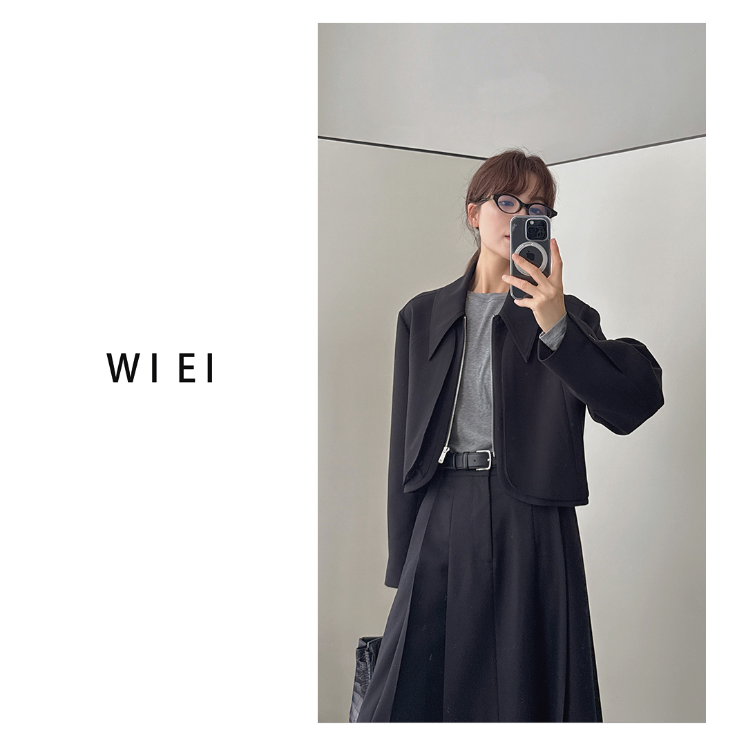 《WI EI》翻领百搭羊毛*设计感 短款夹克休闲 外套22677