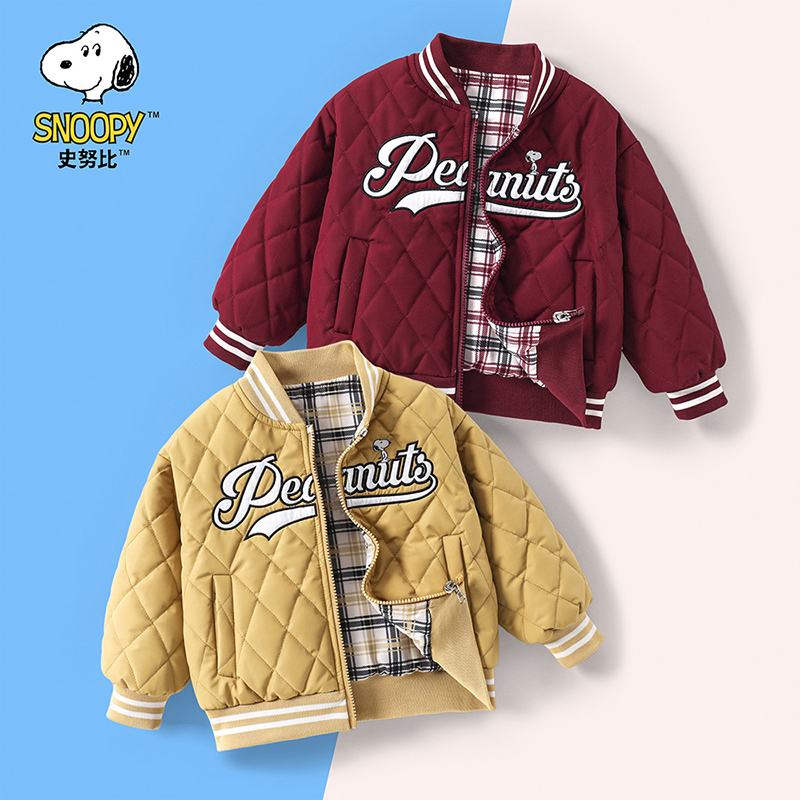 [粉丝专属]儿童格子两面穿绗棉棒球服休闲风棉服外套KRS368