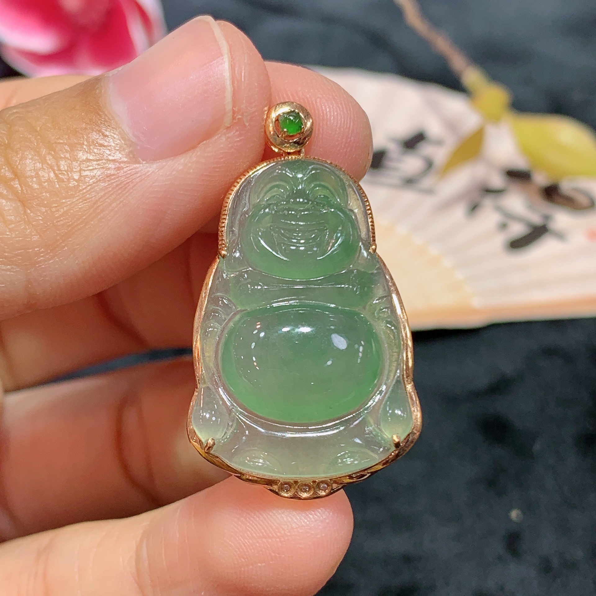 宠粉福利18k金天然A货翡翠晴底站佛吊坠轻奢时尚气质经典款