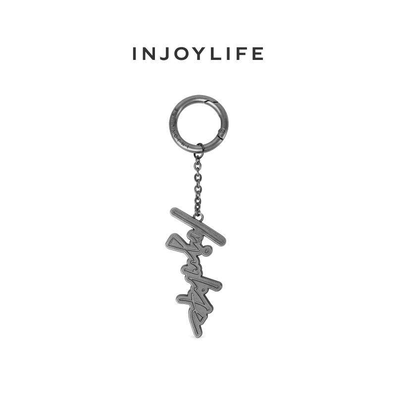 【品牌包挂】INJOYLIFE字母logo包包挂饰钥匙扣挂件古银色