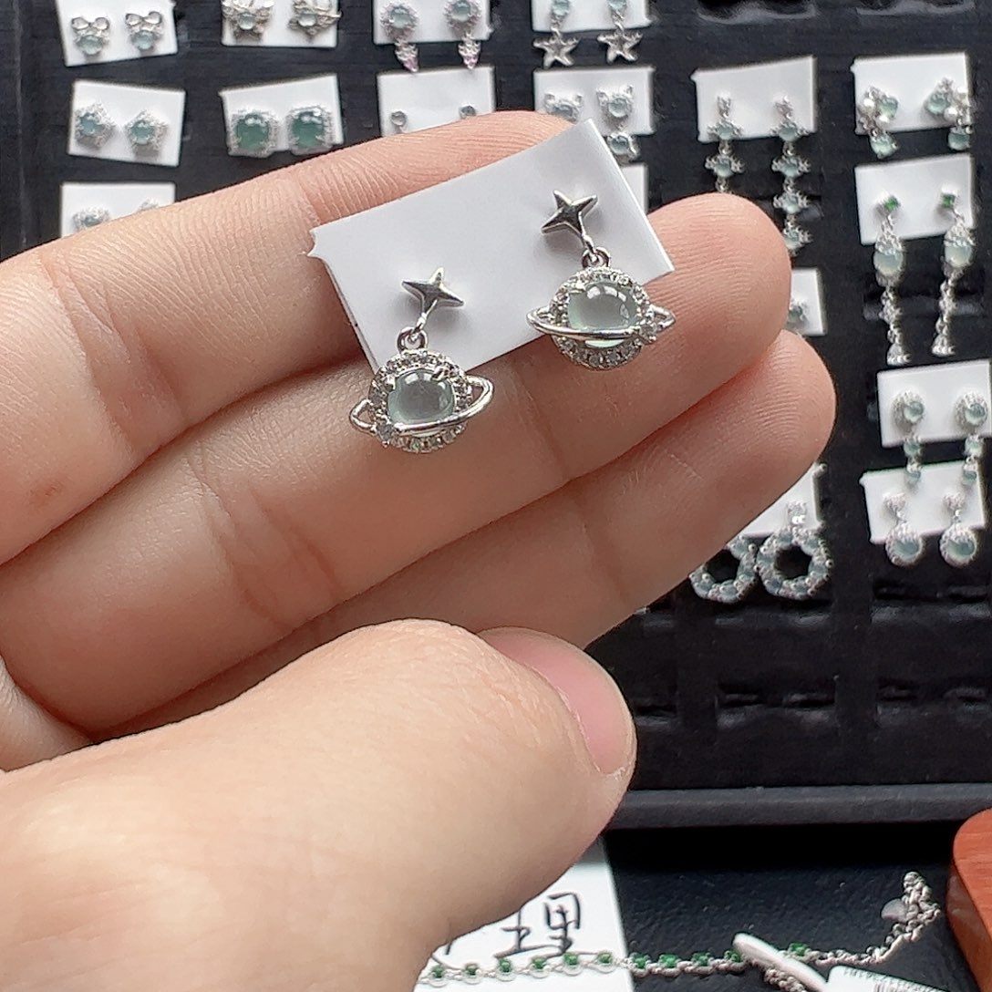 翡翠手链银S925镶嵌天然翡翠A货