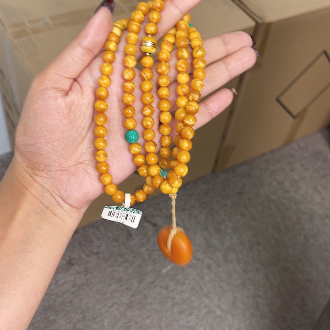 琥珀手链未镶嵌项链108 7m