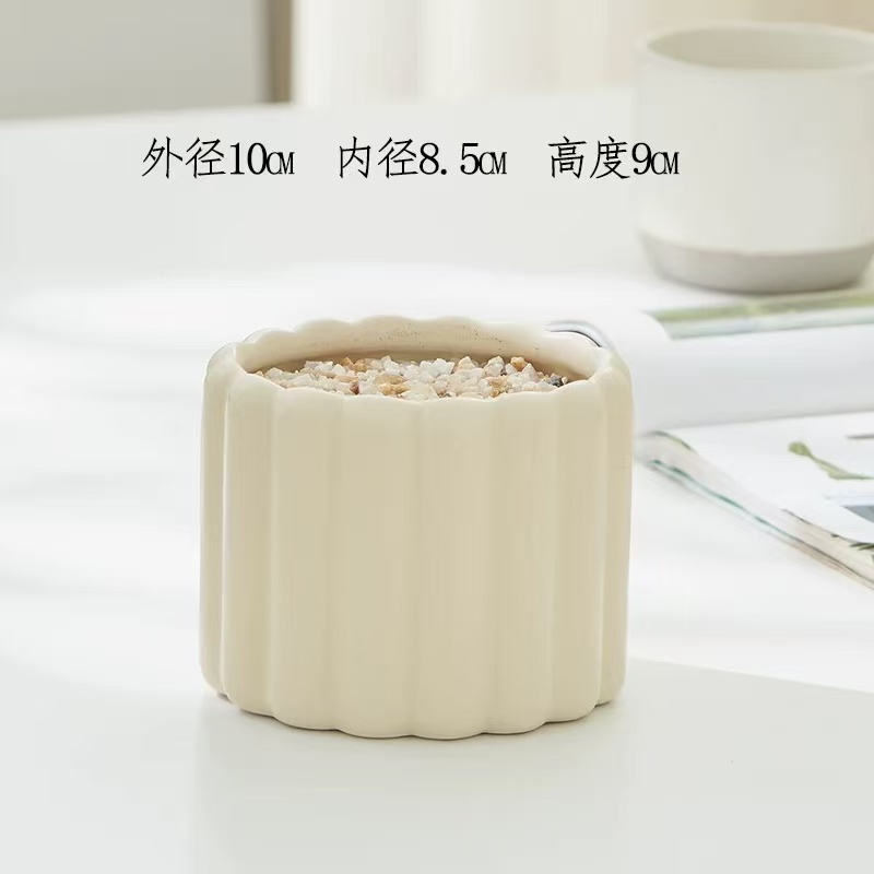 北欧INS风格素烧透气陶瓷多肉绿植花盆现代简约个性艺术绿萝车轮