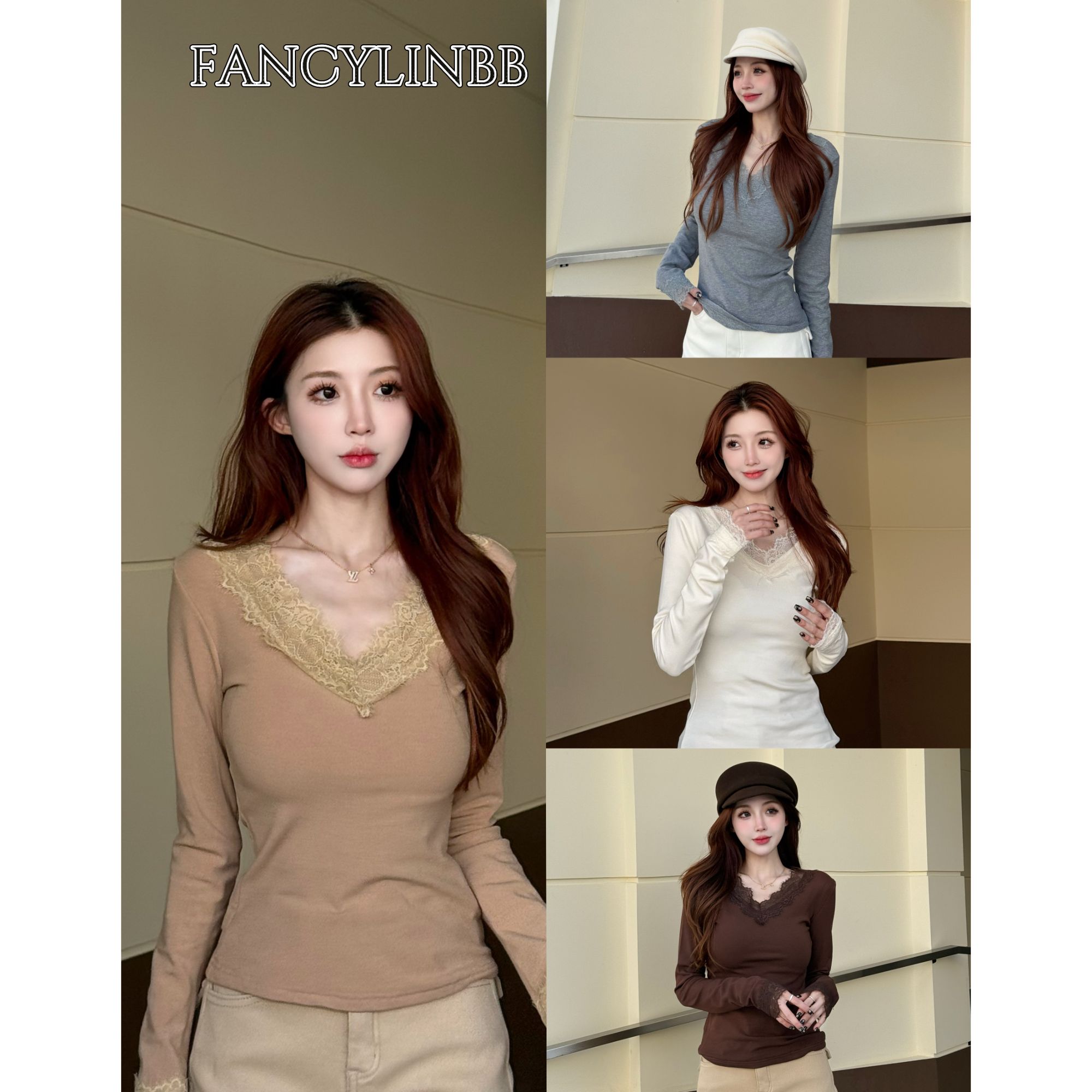 【纯素颜】林北鼻·羊绒蛋白➕100棉蕾丝韩系内搭上衣