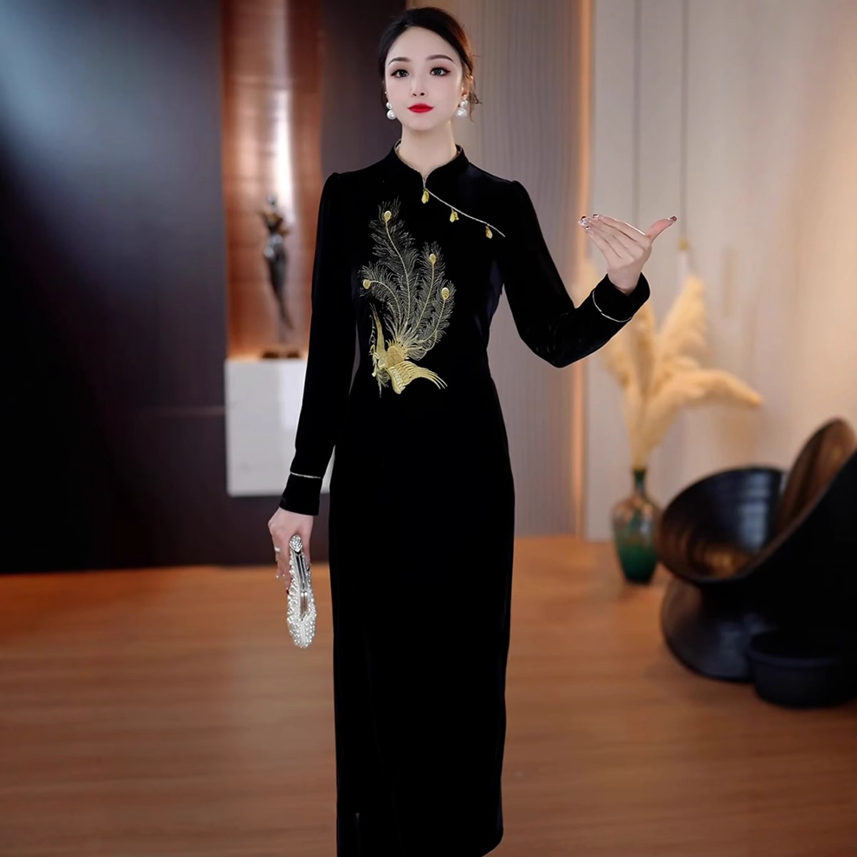 高档改良旗袍连衣裙2025春季中长裙时尚洋气减龄显瘦气质大码女装