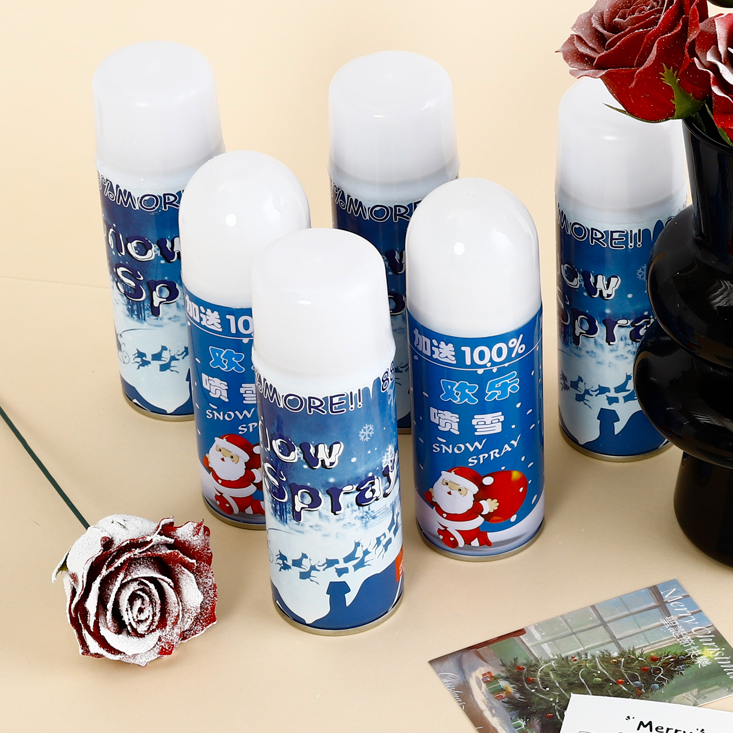 【花喜爱】圣诞喷雪不融化雪花玫瑰鲜花花束装饰花艺搭配diy材料