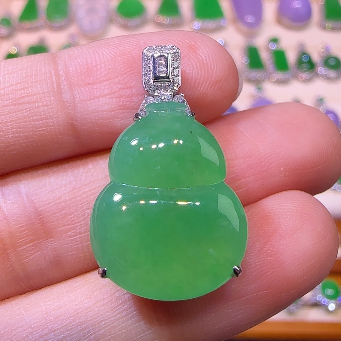 翡翠18K金镶嵌吊坠(不含链)