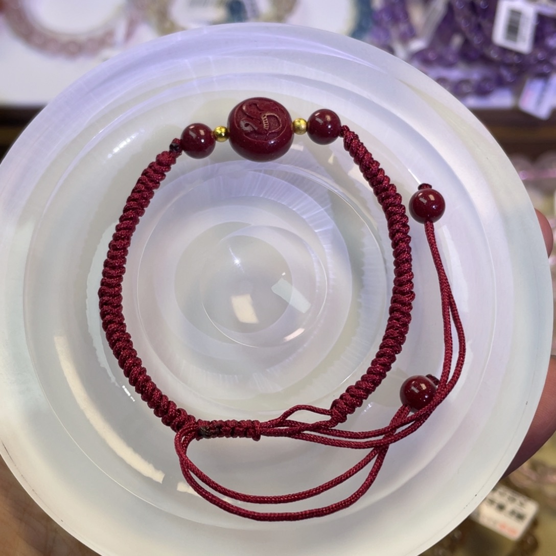 水晶手链未镶嵌生肖蛇朱砂手链