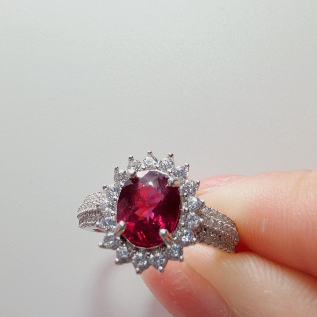 石榴石戒指银S925镶嵌国首质检