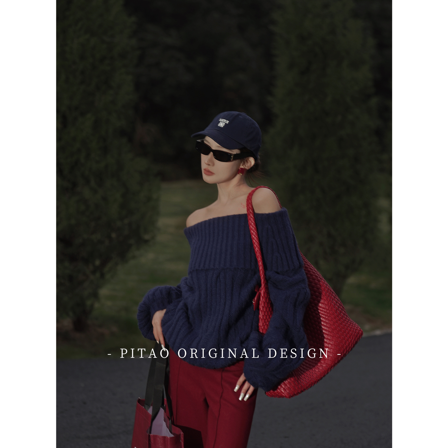 杜屁屁桃PITAO 原创【里约周末】时尚潮流慵懒静奢高领马海毛毛衣