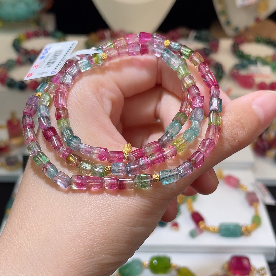 碧玺手链18K金镶嵌碧玺手链