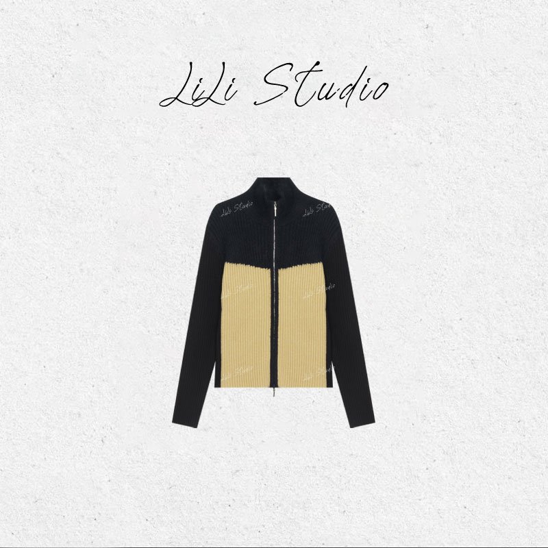 PCNY丨不理理「撞色织」撞色拉链立领羊毛针织衫