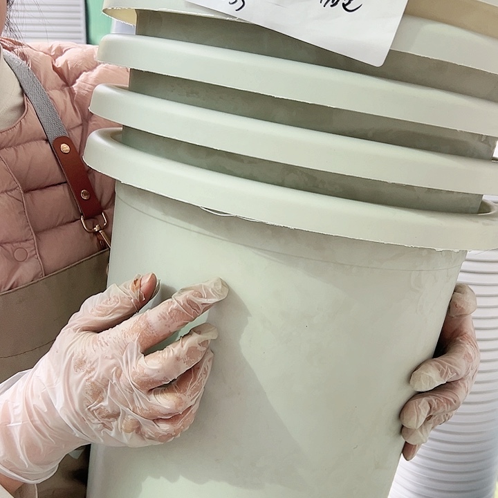 树脂瑕疵四季盆7#米白色6个无托