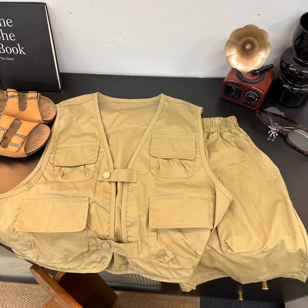 4166男女童韩系潮款时尚休闲洋气夏季工装马甲套装