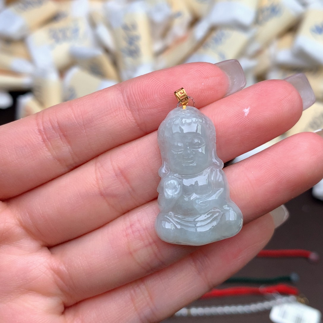 【闪购商品】翡翠挂件18K金镶嵌一