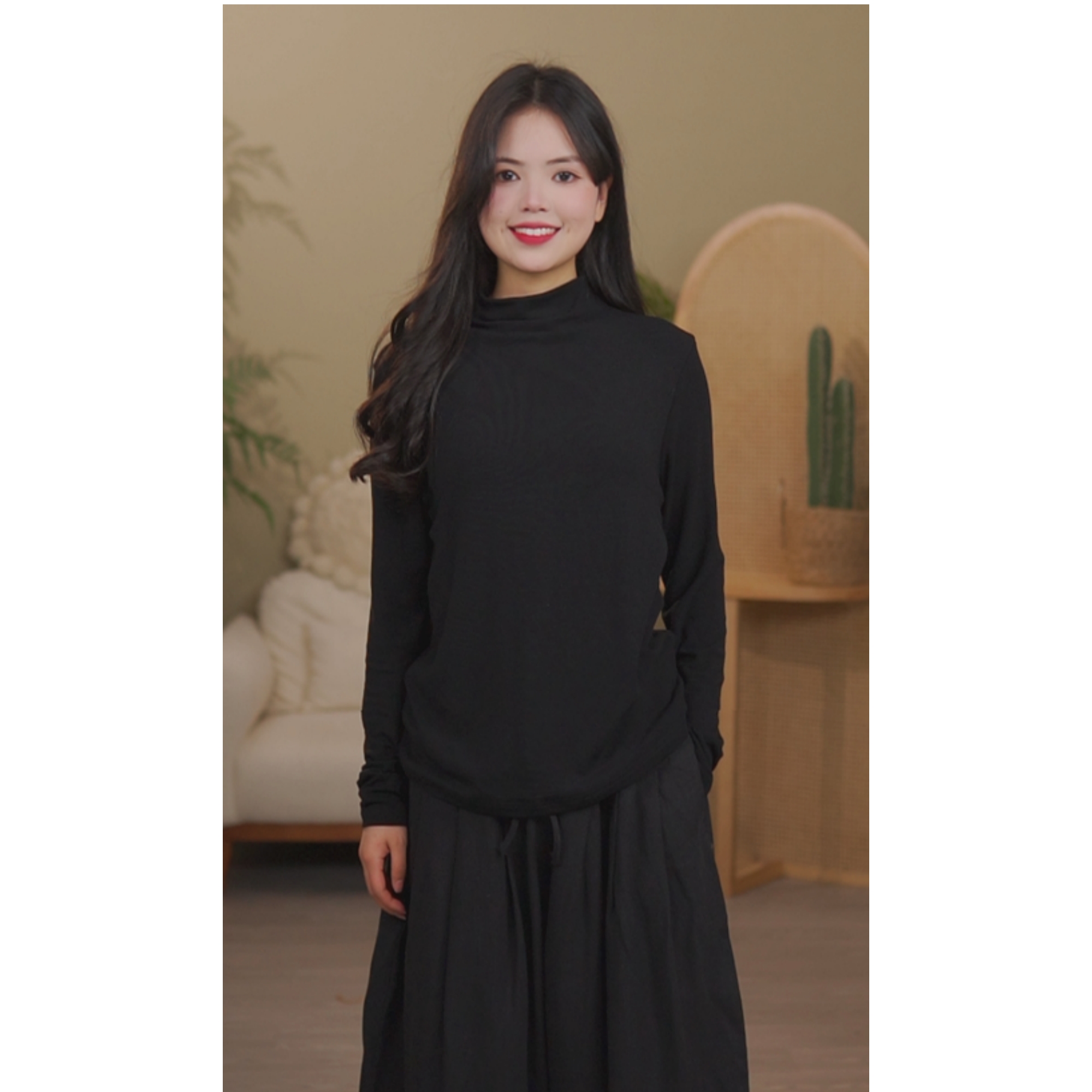 汉意麻丨高品质苎麻气质温柔设计感休闲百搭显瘦纯色高领内搭上衣