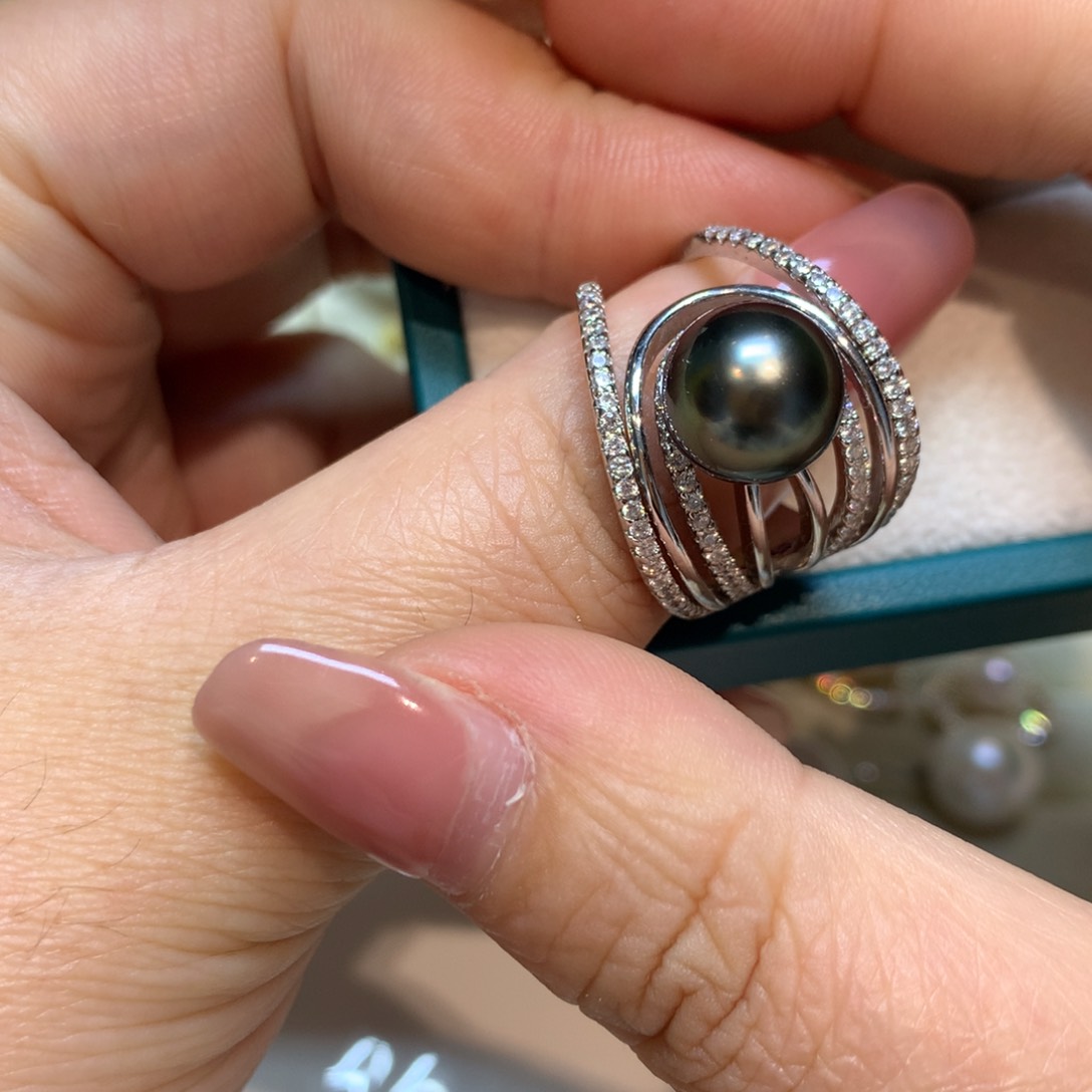 海水珍珠戒指银S925镶嵌