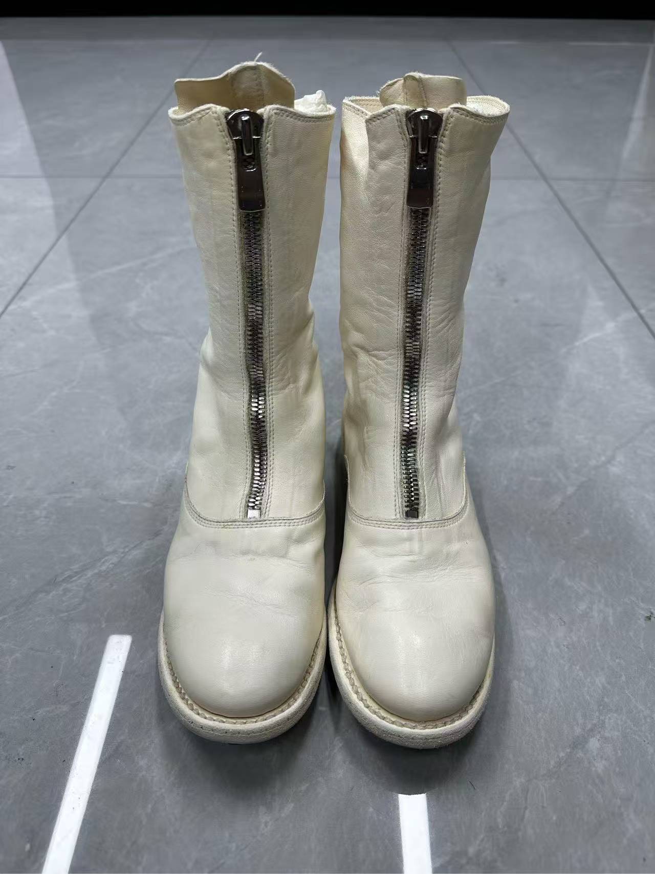 90新 maje GUIDI 拉链米白色中筒靴 90新37码 