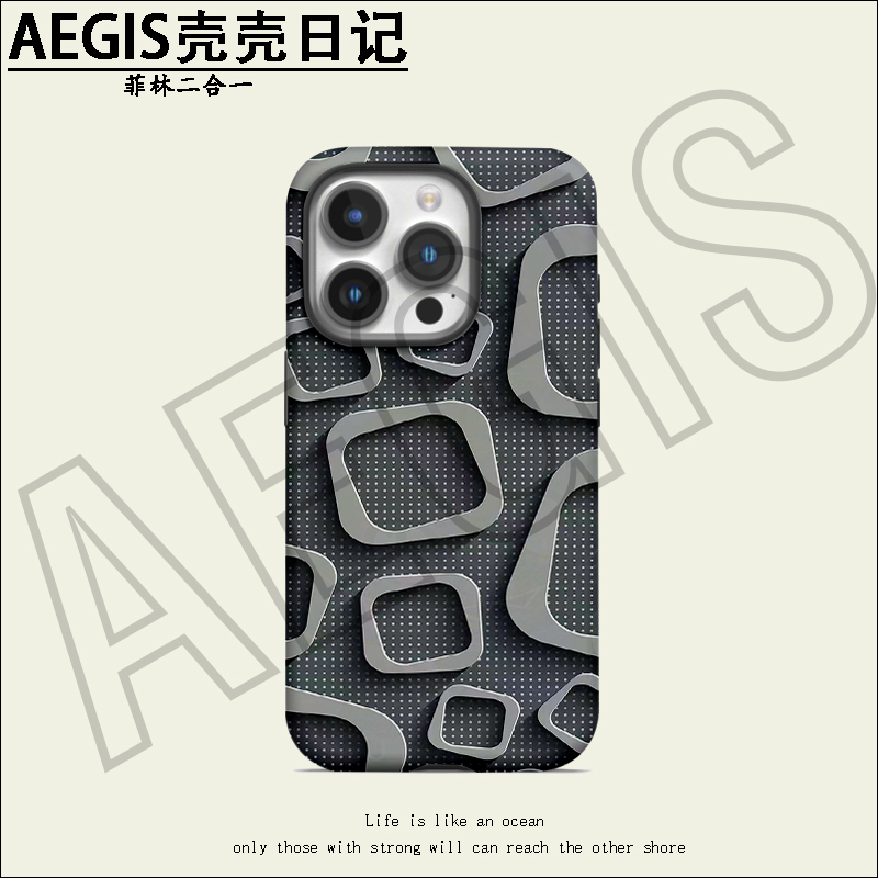 立体方块菲林二合一防摔手机壳适用于苹果17pro小米手机