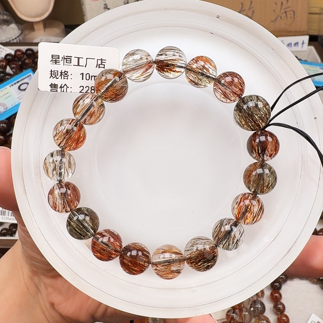 未镶嵌手链水晶天然水晶黑金超七直播间链接