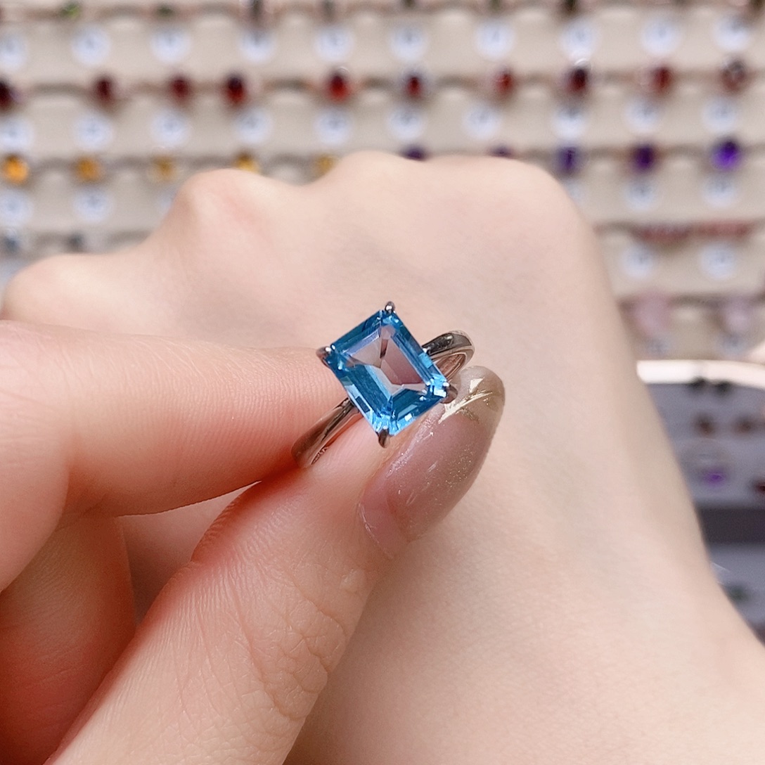 托帕石戒指银S925镶嵌戒指