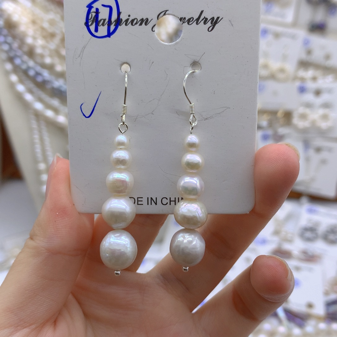 银S925镶嵌淡水珍珠项链耳饰