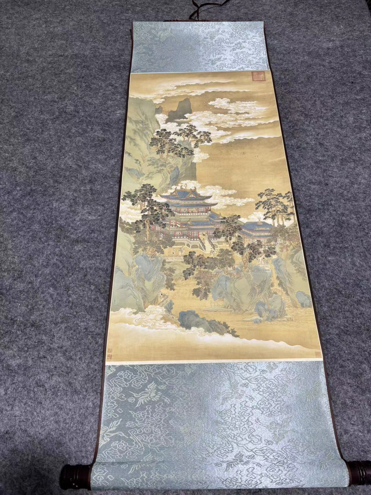 仙山楼阁图卷轴画（宽35，高110）