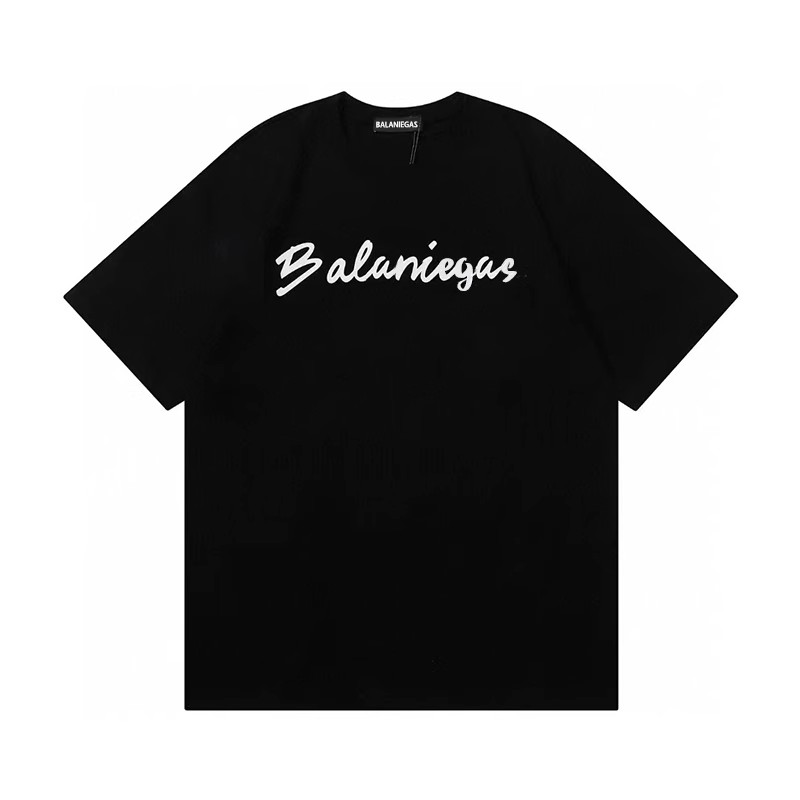 巴黎T恤休闲印花宽松简约男士T恤潮流半袖国潮复古男款运