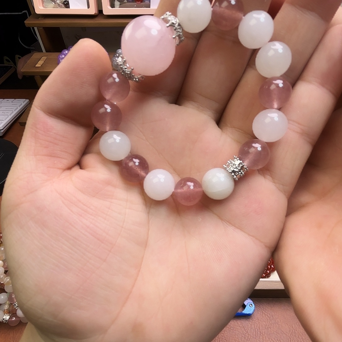 手链水晶未镶嵌天然粉水晶