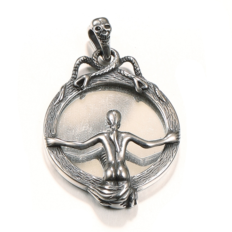 不锈钢吊坠 朋克风男士项链照妖镜骷髅头挂坠嘻哈复古个性潮小众