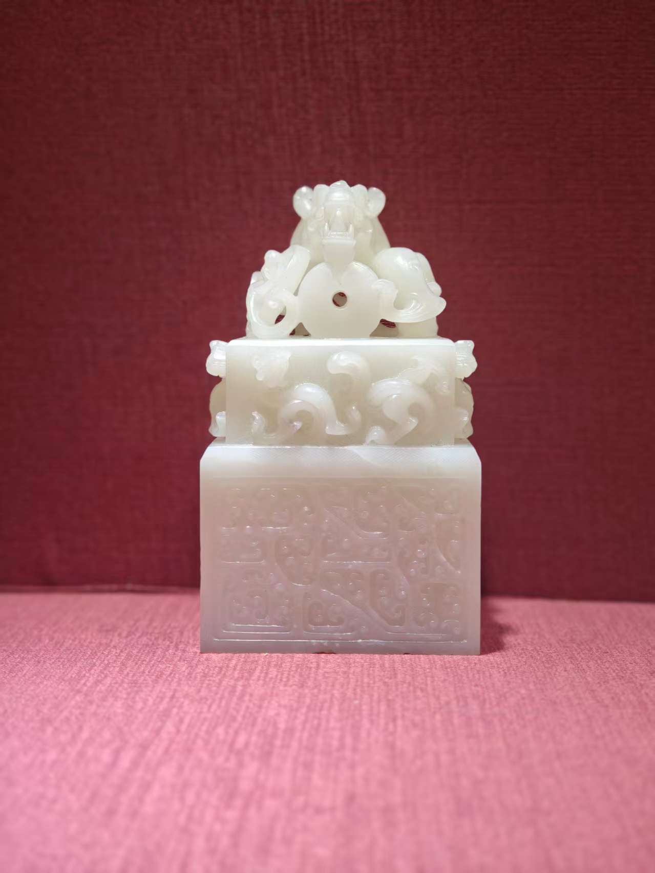 精品和田玉白玉印章摆件收藏