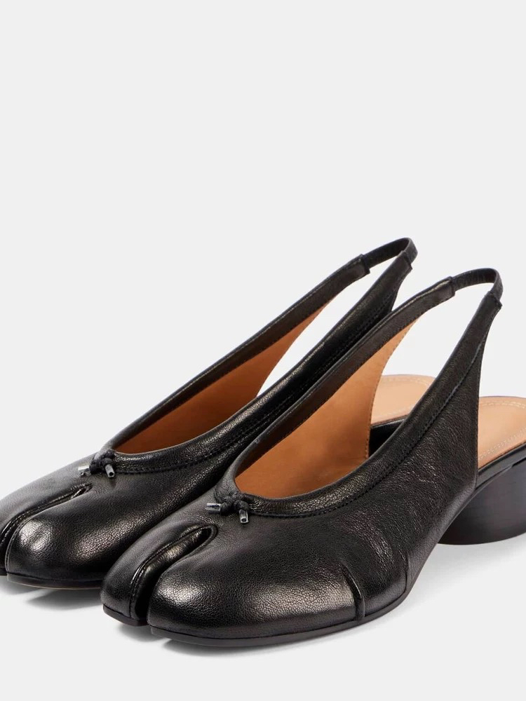 JESSI JIR后空单鞋猪鼻鞋粗跟分趾鞋夹趾鞋子中跟凉鞋2025