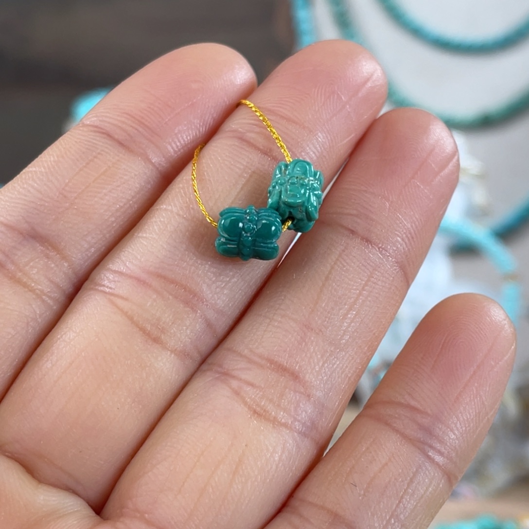 绿松石未镶嵌套链玉化莲花珠