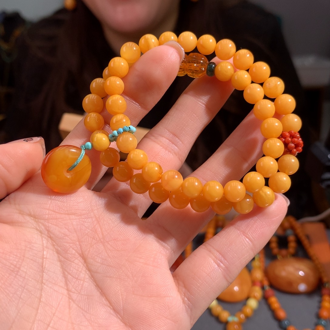 蜜蜡手串未镶嵌天然