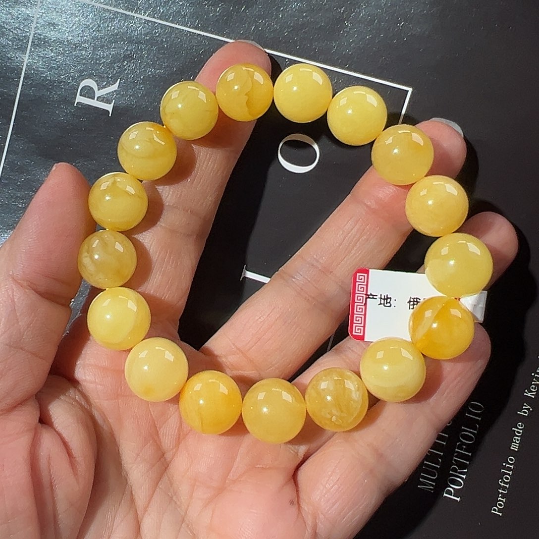 琥珀未镶嵌裸石手串