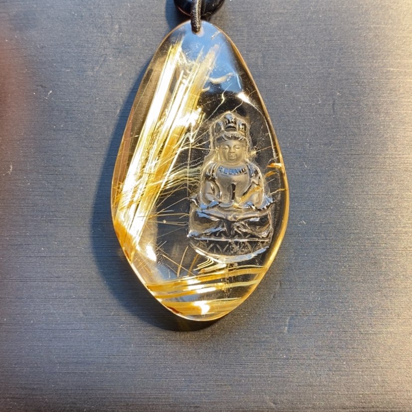 【闪购商品】水晶颈饰未镶嵌天然钛晶坐观音吊坠