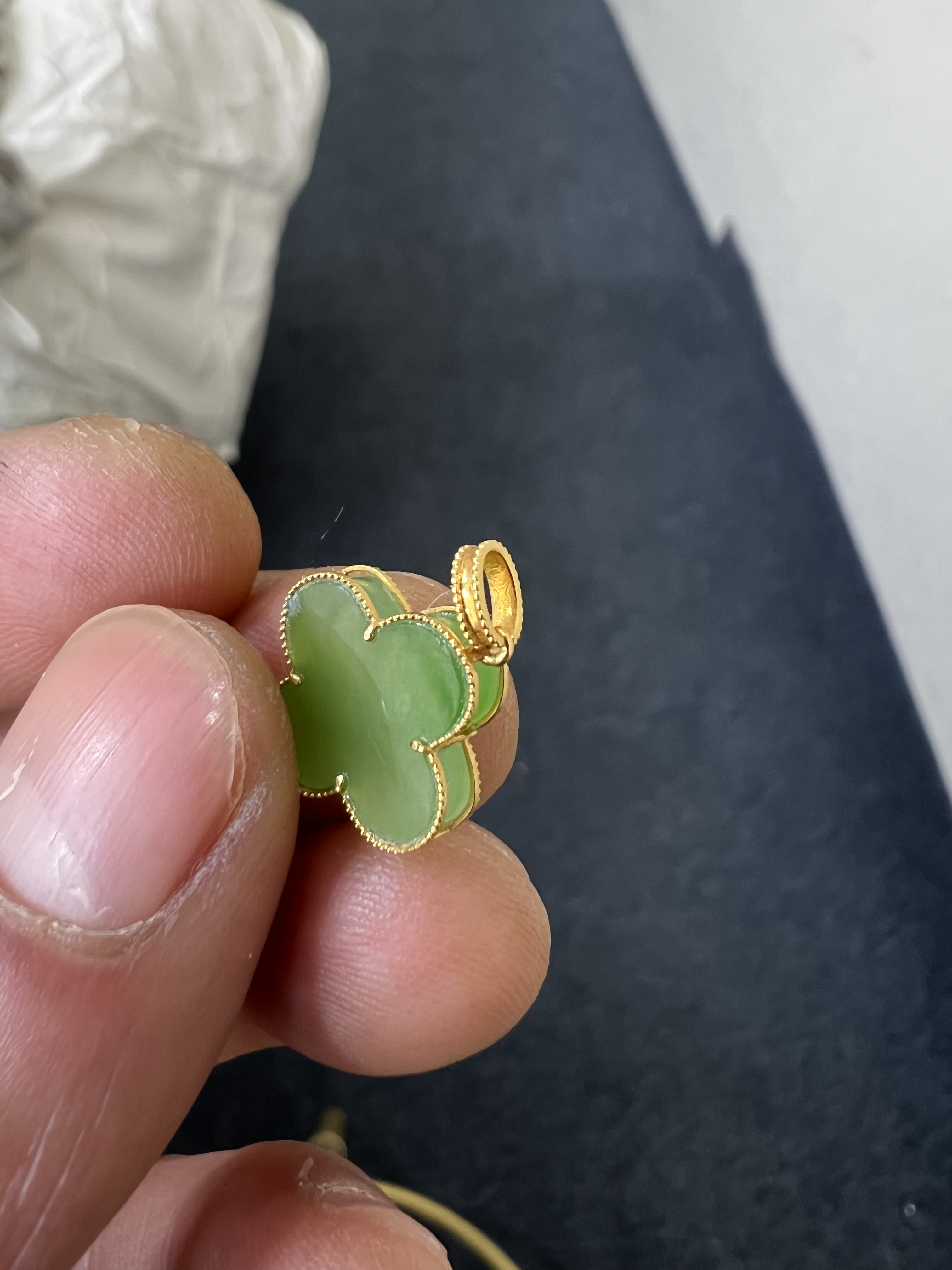 和田玉碧玉18K金镶嵌