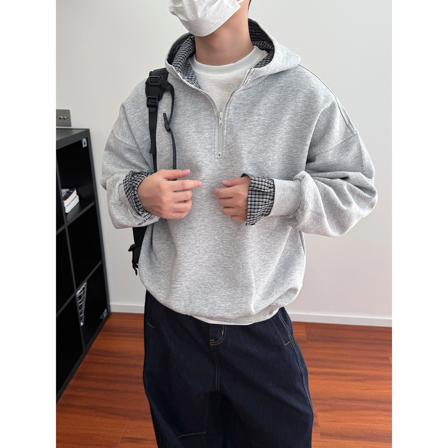 19studio WAYNEPRINCE韩版简约宽松连帽长袖卫衣休闲百搭男女上衣